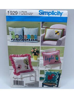 Simplicity Appliqued Caterpillar Bird Pillow Sewing Pattern 1929 Uncut